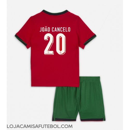 Camisa de Futebol Portugal Joao Cancelo #20 Equipamento Principal Infantil Europeu 2024 Manga Curta (+ Calças curtas)